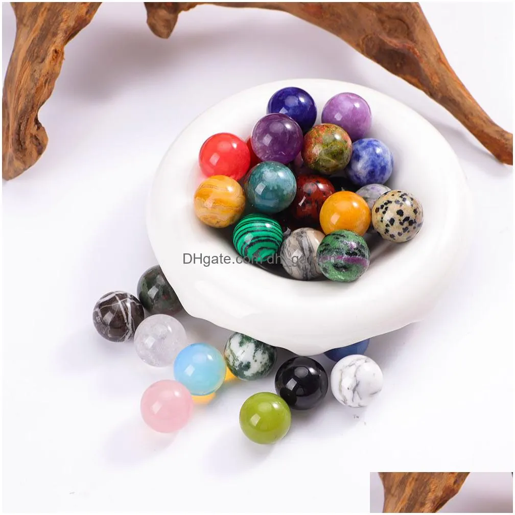 16mm reiki healing chakra natural stone craft ball bead quartz mineral crystals tumbled gemstones hand piece home decoration accessories good