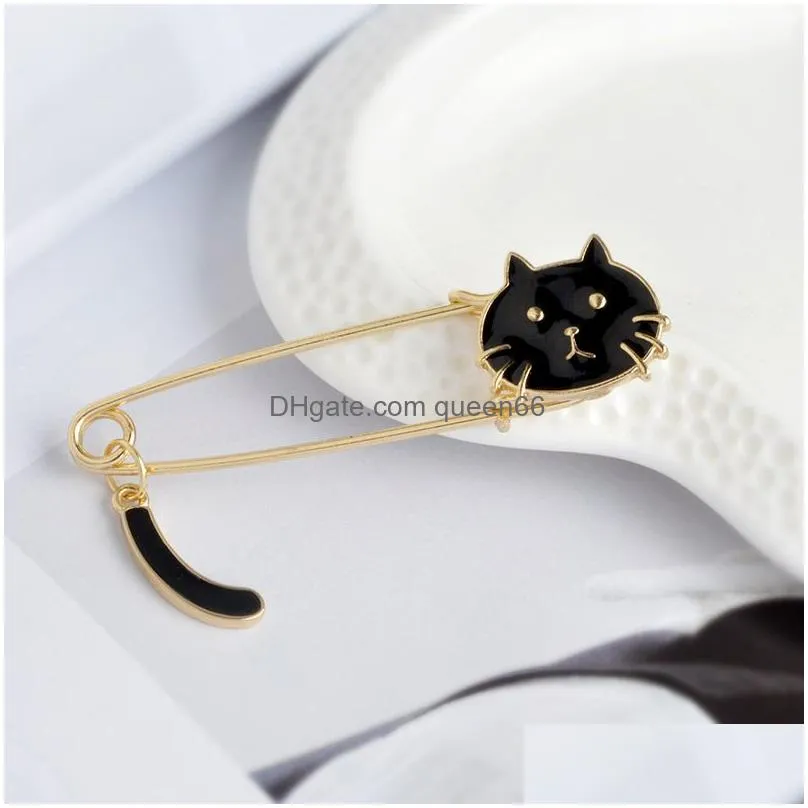 cute black white cats oil drop brooch exquisite enamel pins collar brooches jeans bag decoration