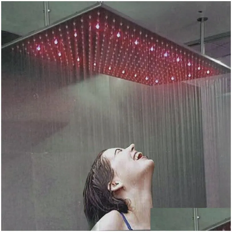 no need battery 24x31 inches colorful led shower head sprinkler temperature control 3 color changing bateroom led lighting faucet