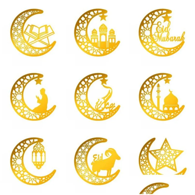 party supplies islamic muslim wall decor sticker 3d ramadan kareem moon star acrylic mirror wall decals