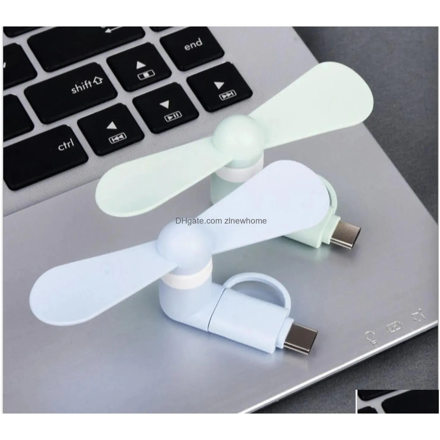 party favor 2 in 1 creative mini portable micro phone fan 5v 1w mobile phone usb gadget fans tester for type-c and phones