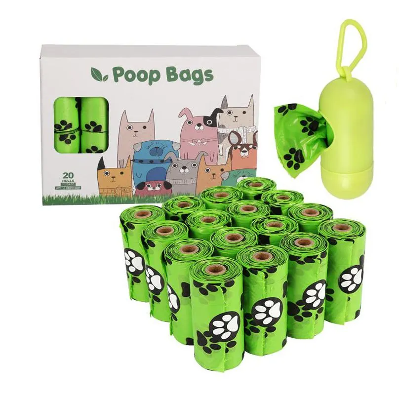 biodegradable dog waste bag 20 rolls pets dogs poop bags with dispenser