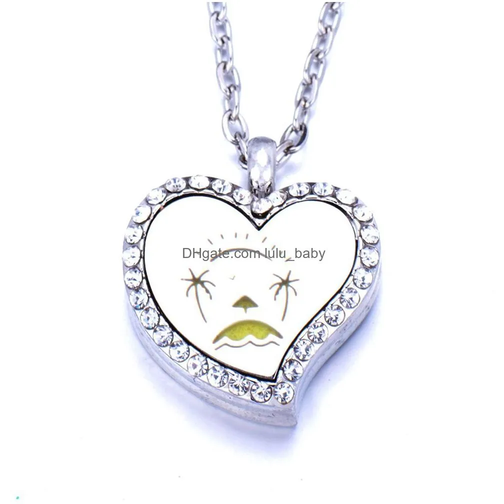 heart shape aromatherapy necklaces perfume  oil diffuser open stainless steel locket pendant aroma diffuser necklace