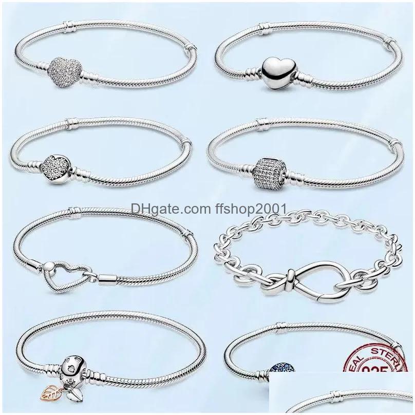  authentic 925 sterling silver selling bracelet for women heart shaped snake chain ladies fit  charm beads jewelry gift with original