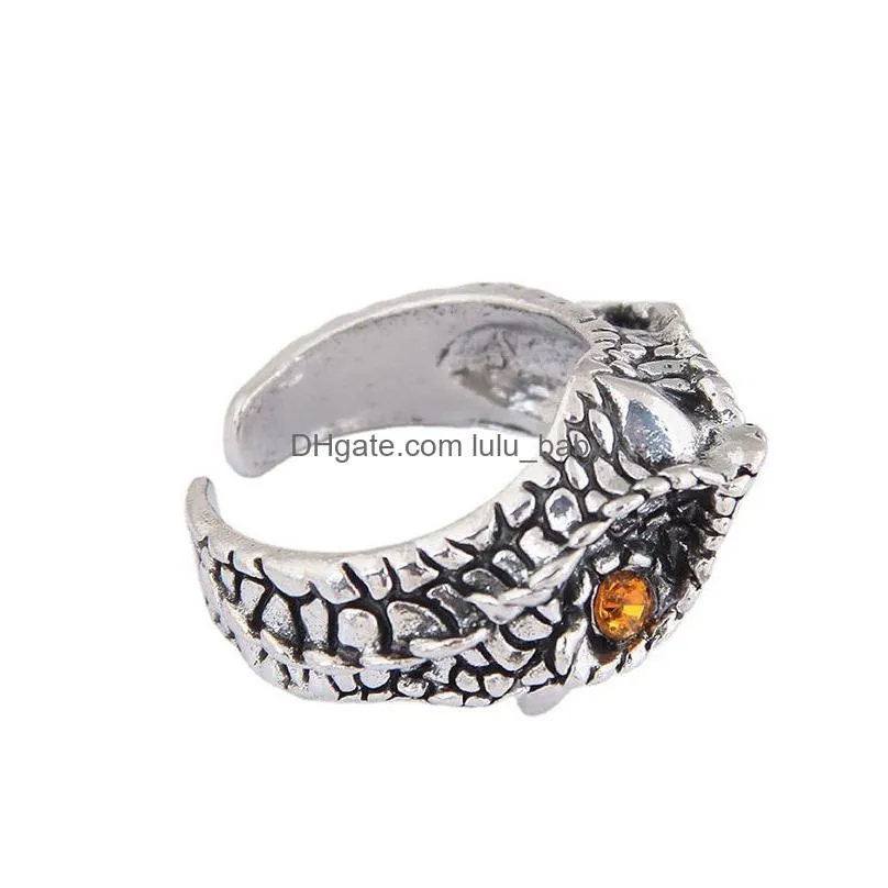fashion men cluster rings silver color alloy steel vintage octopus snake head ring irregular pattern trendy accessories