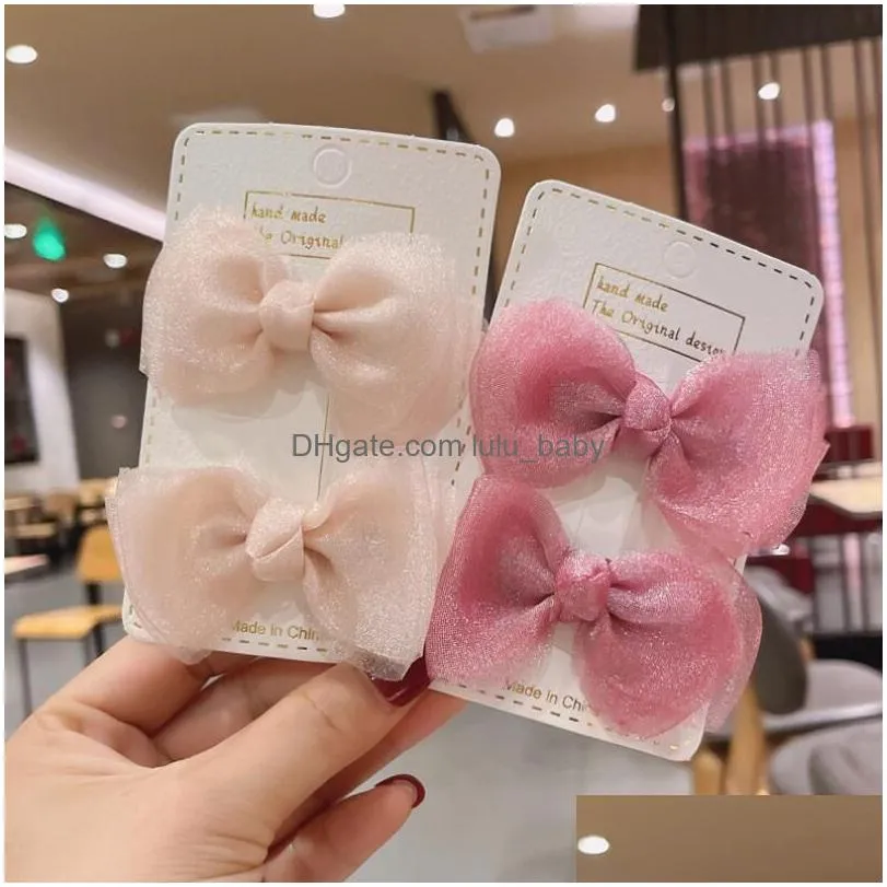 woman barrettes organza solid big bow hairpins women hairs accessories girls hair clips headwear ornaments bowknot barrette