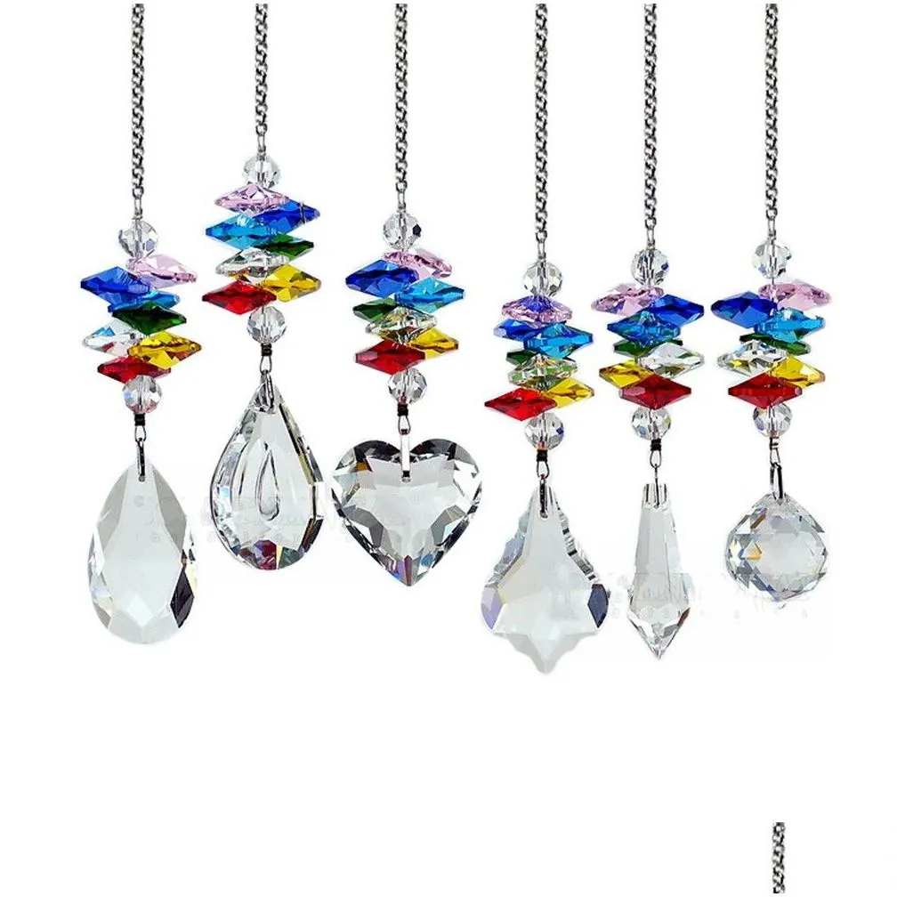 party decoration chandelier crystals prisms rainbow octagon chakra suncatcher gift rainbow christmas tree hanging ornament xb1