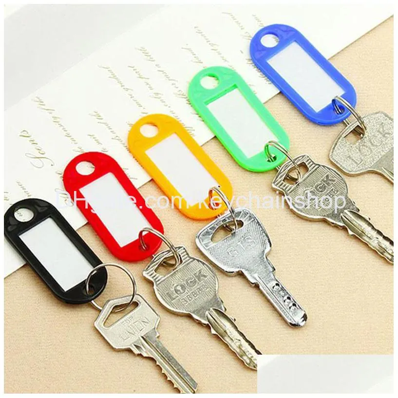 colorful plastic tag keychain luggage tags keyring pendant name key card marking party gift supplies 2.2x5cm
