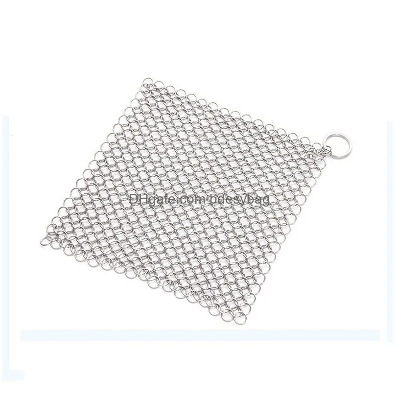 stainless steel net mesh brush pot pan scrubber griddle scraper kitchen restaurant pot cleaning brush net