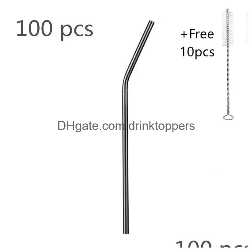 disposable cups straws 100pcs metal straws reusable 304 stainless steel straws colorful ecofriendly drinking straws for bar party drinkware accessory