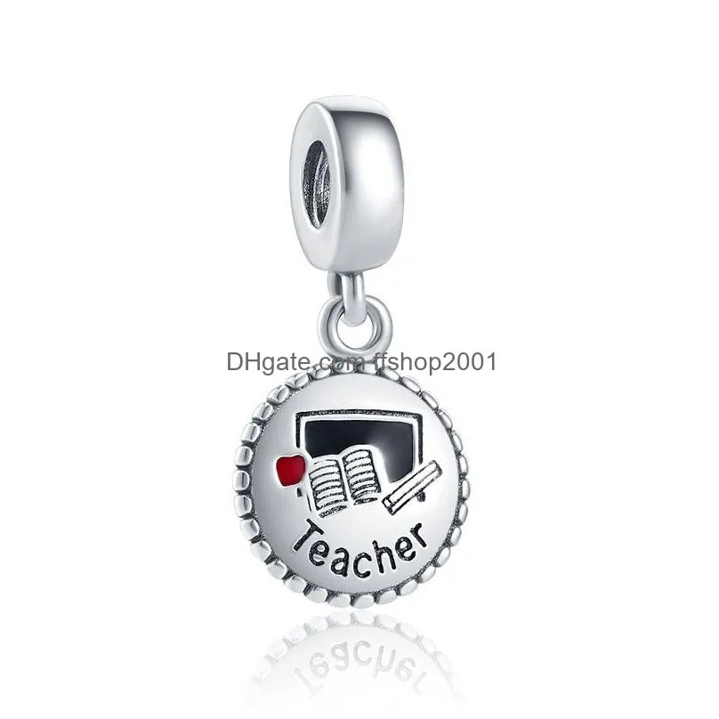  925 sterling silver european dress teacher pendant diy fine beads for original pandora charm bracelet jewelry