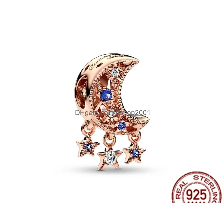 925 sterling silver pandora charm rose golden sisters suspension testing pearl is suitable for primitive lady bracelets diy jewelry