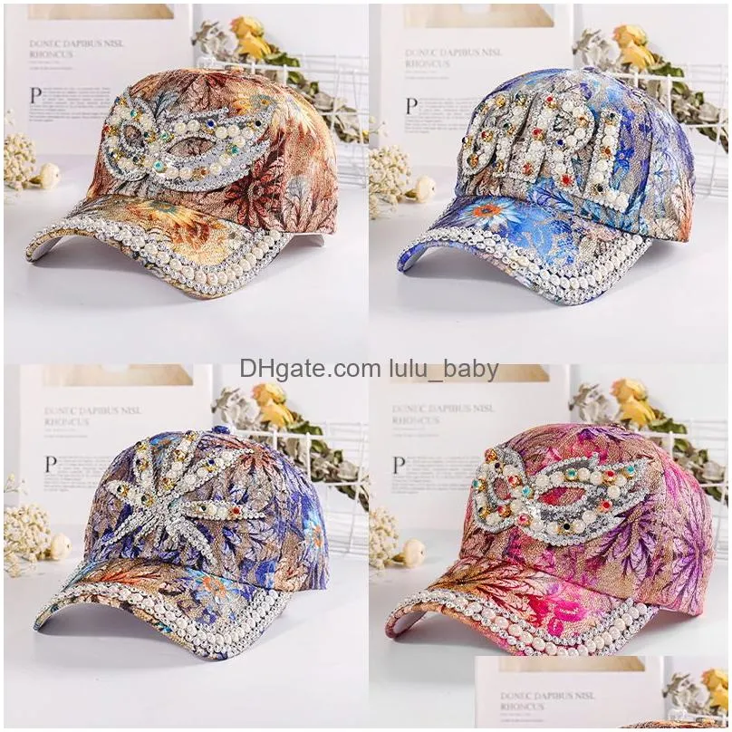 women baseball cap diamond painting embroidery flower cotton snapback hats jeans woman female caps summer sun hat