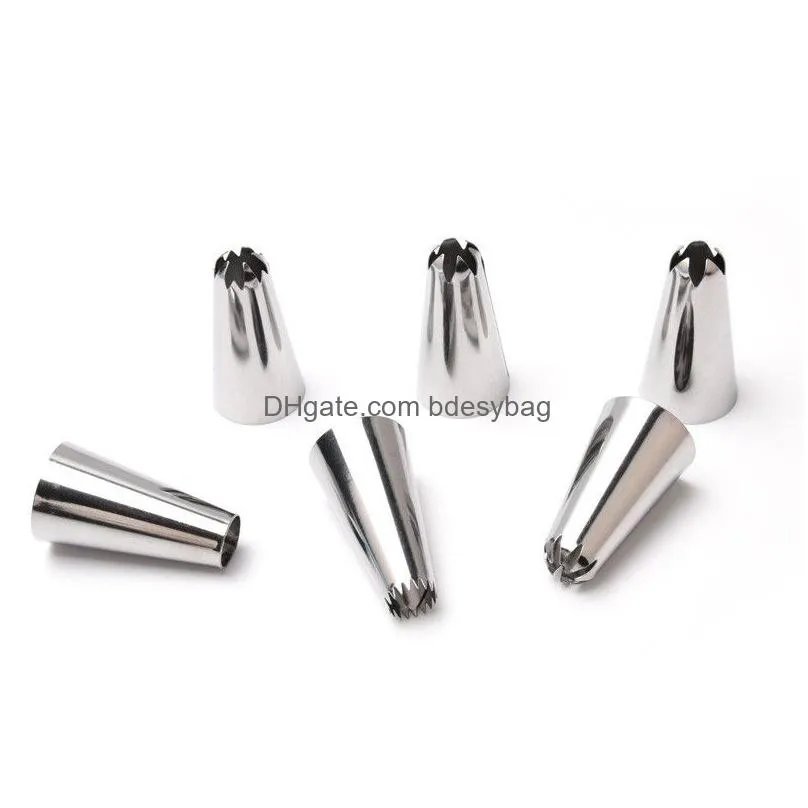 10 pcs/set nozzle set icing piping cream pastry bag stainless steel piping icing nozzle nail set cake decorating tool