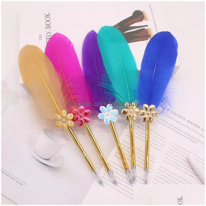 feather ballpoint pen fashion novel office gift stationery feather ballpoint pens school supply student black refill ballpoints