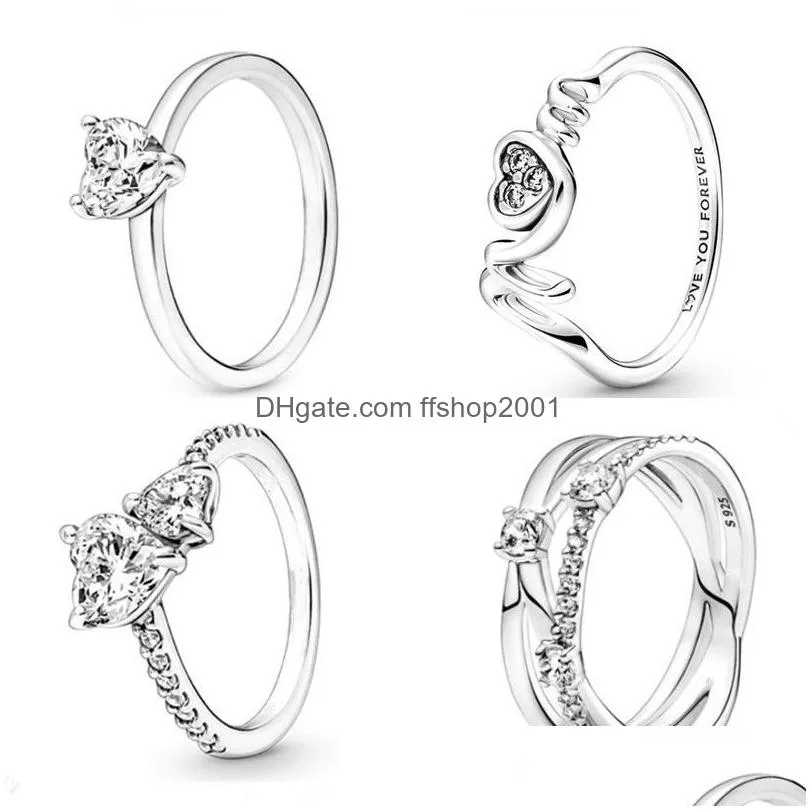 2022 925 silver rings fashion crystal ring the shiny heart ring ladies diy exquisite necklace jewelry production