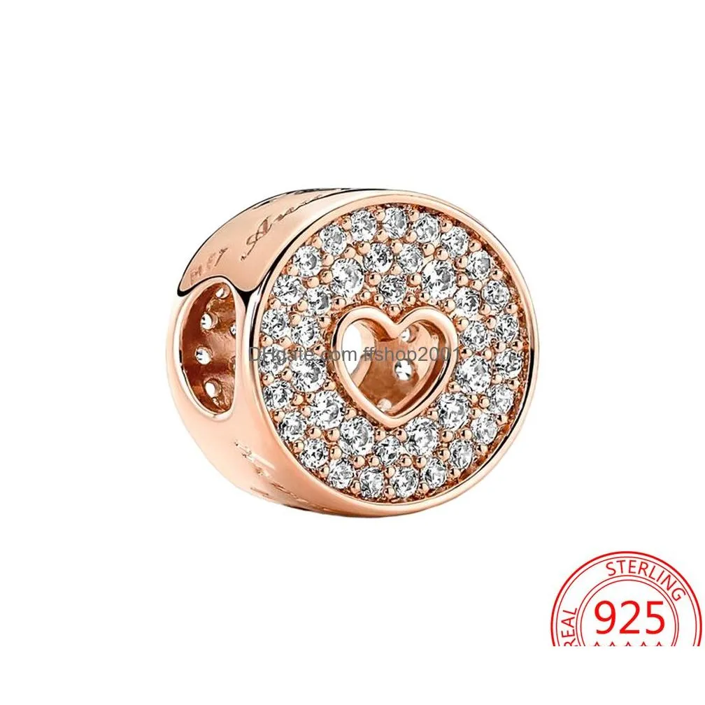  925 sterling silver suspension rose golden round incision anniversary charm pandora classic bracelet womens jewelry graduation