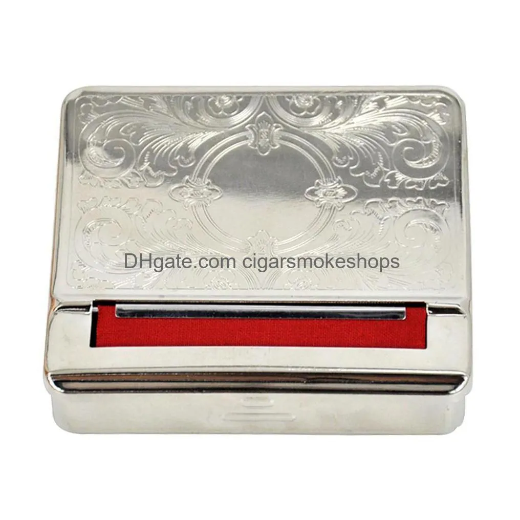 smoke accessory stainless steel cigar rolling case with different pattern metal cigarette roll cases box maker rolling cone tobacco smoke