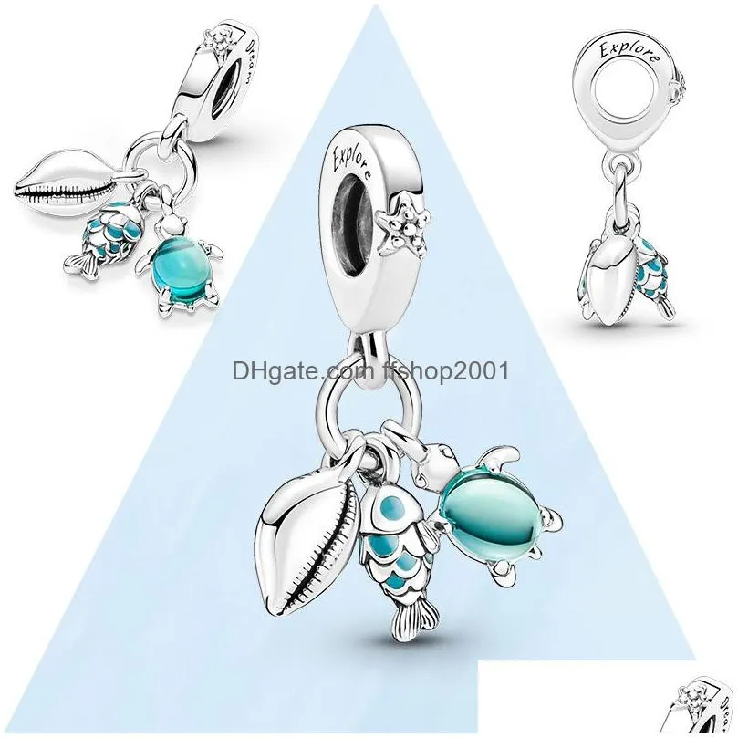  925 sterling silver sea chameleon  fish tree air balloon charm bead fit original pandora bracelet jewelry diy
