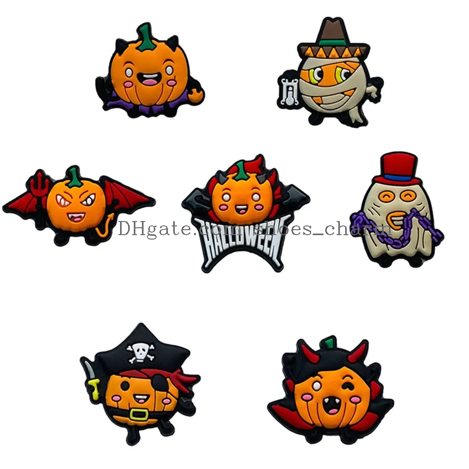 skull pumpkin clog shoe decoration charms halloween horror shoe accessories for kid boy and girl adult women men party favor gifts