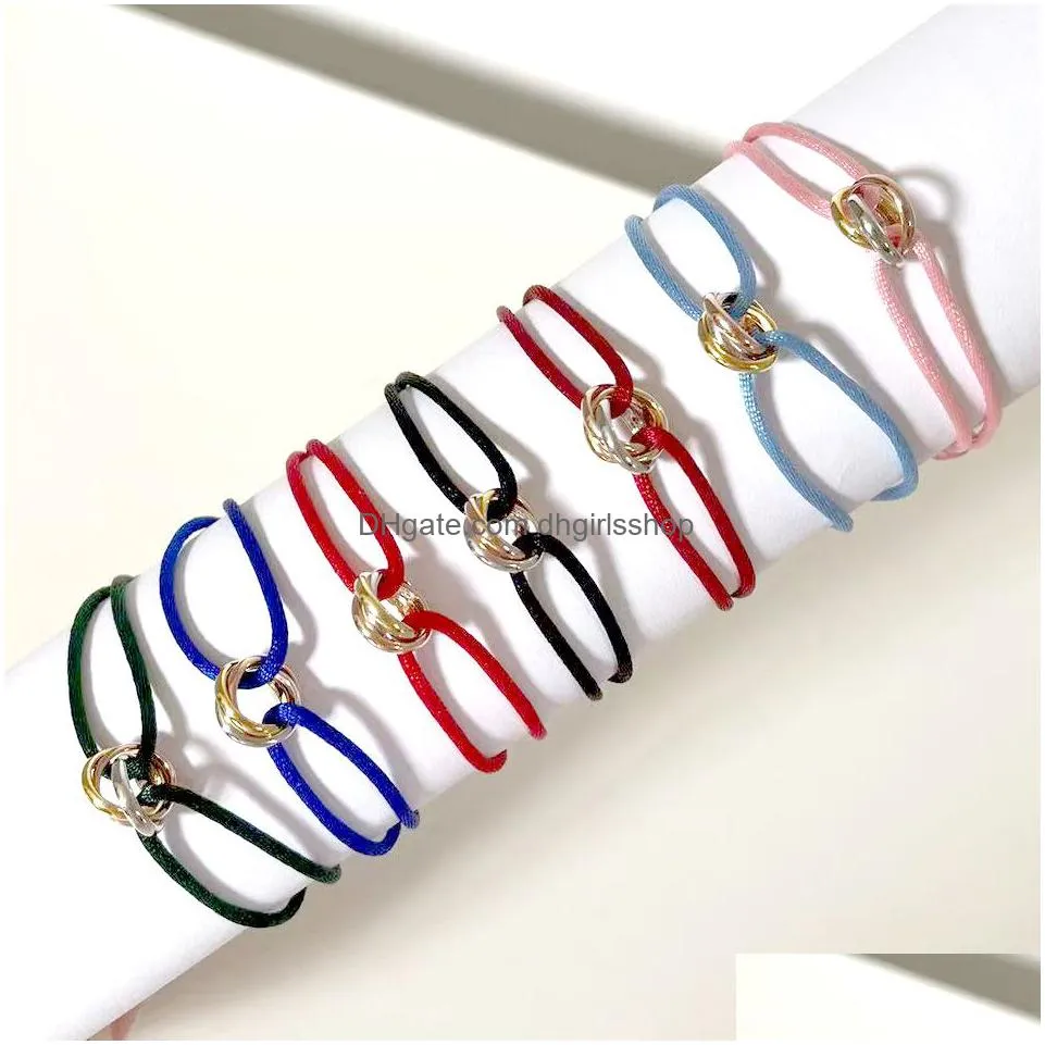 fashion 316l stainless steel trinity ring string bracelet three rings hand strap couple bracelets for women and men fashion jewwelry famous