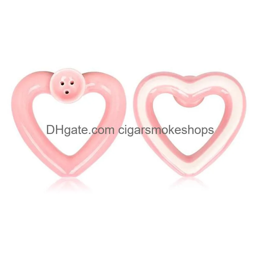 pipes moke shop pink ceramic heart shape smoke accessory herb pipe with tobacco bowl smoking accessories