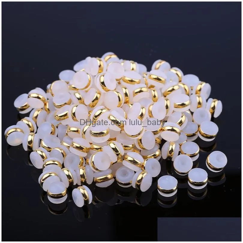 transparent silicone 18k gold s925 silver earring backs padded four-leaf rubber earring holders backstops clutch pad for jewelry