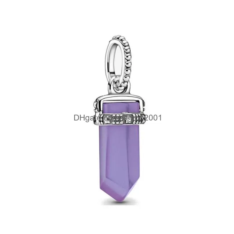 925 sterling silver pandora charm purple series flower daisy suspension of glass beaded original ladies bracelet jewelry gift 