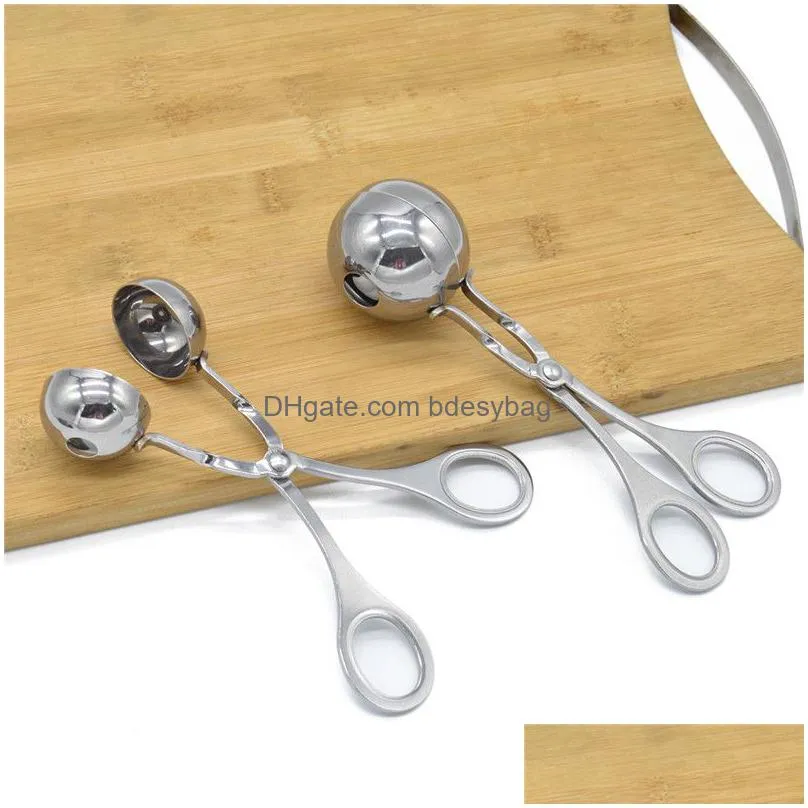 stainless steel meatball clip tongs professional sphere mold for ice cream or meat cooking utensils