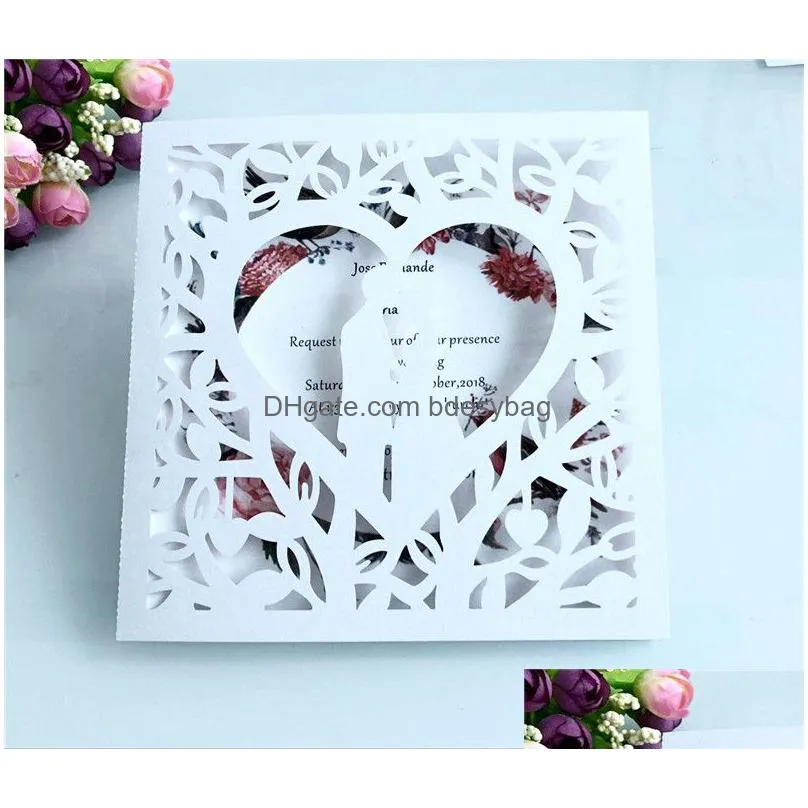 wedding invitation cards diy personalized hollow bride invitation card wedding engagement party invitation cards white ivory white