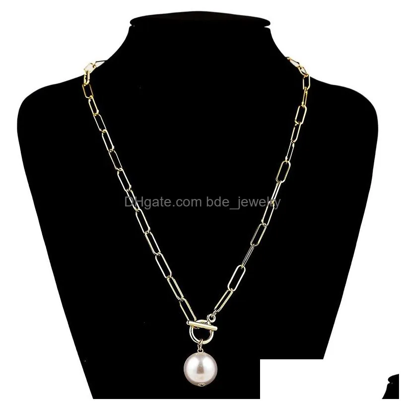 punk gold link chain necklace pearl heart bow knot pendant choker necklaces for women fashion jewelry gifts