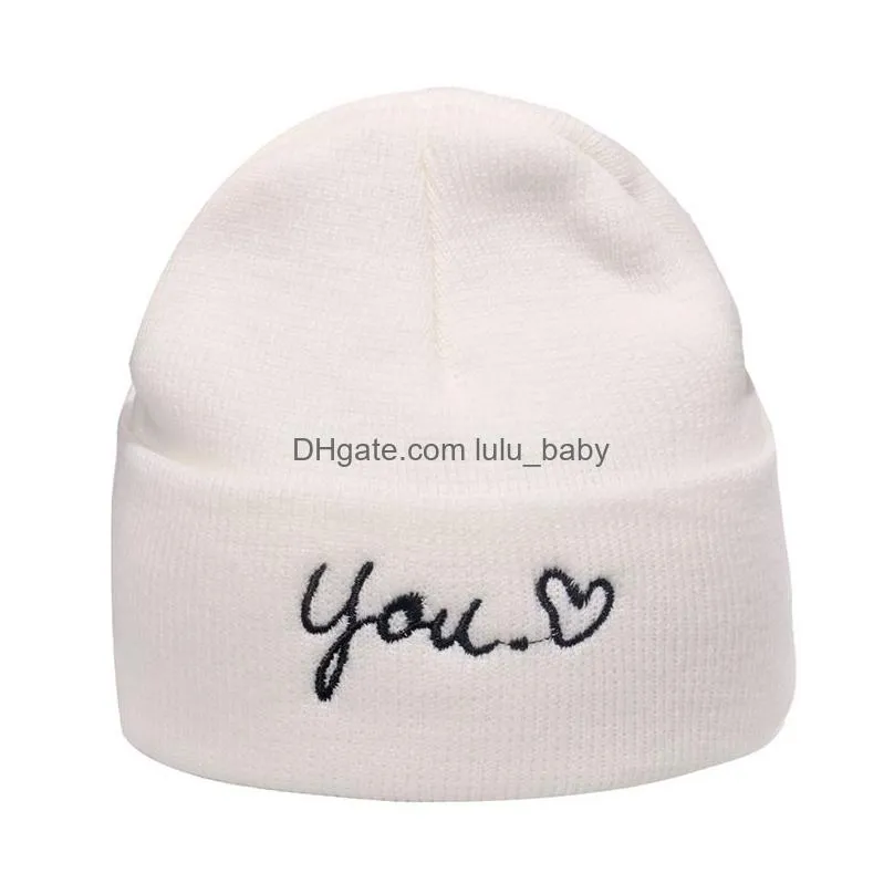 fashion street letter embroidery beanies hat man woman fashion warm winter cap knit soft caps ski skullies