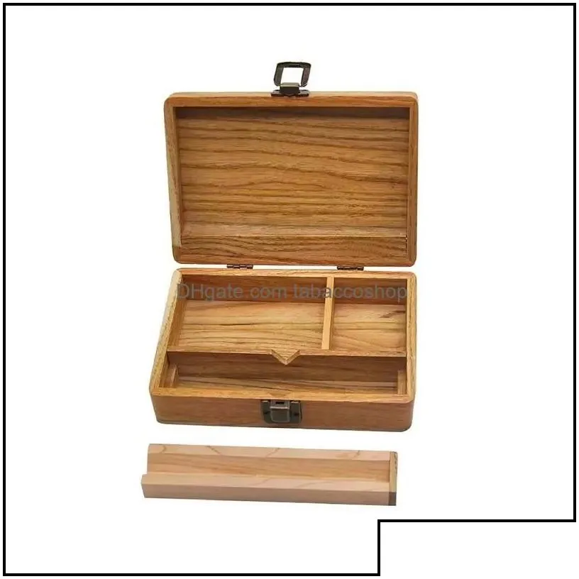 other smoking accessories smoke wooden stash box with rolling tray natural handmade wood tobacco and herbal storage for pipe drop del