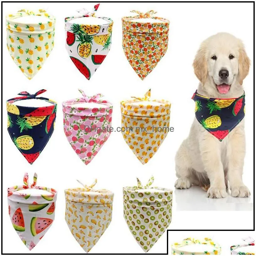 dog apparel supplies pet home garden cotton dogs bandana puppy triangle scarfs cats bibs fruit dinosaur pattern accessories summer style