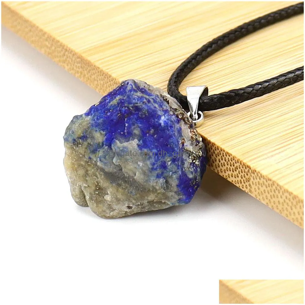 natural irregular raw ore fluorite crystal pendant energy lapis rose quartz stone healing amethyst necklace gift wholesale