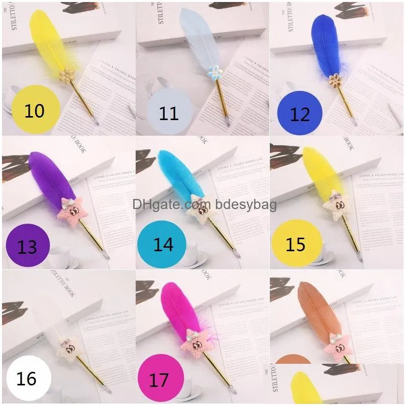 feather ballpoint pen fashion novel office gift stationery feather ballpoint pens school supply student black refill ballpoints