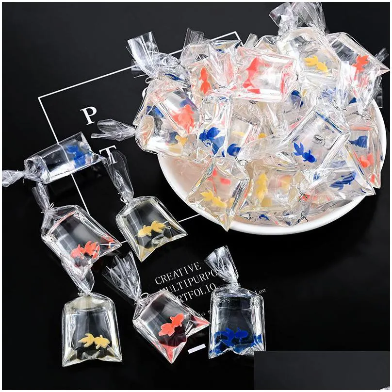 10pcs transparent coral fish bag resin charms ocean pendant for mobile phone shell keychain jewelry making diy cartoon accessories mix