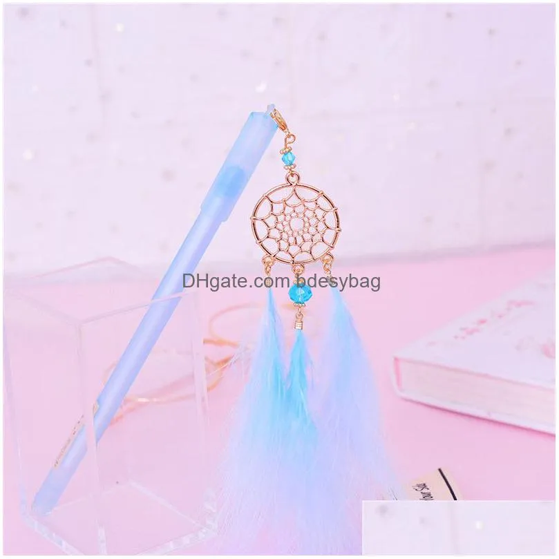 dream catcher feather pendant gel pen black ink 0.5mm office signing pens school student gift novelty office stationery supplies