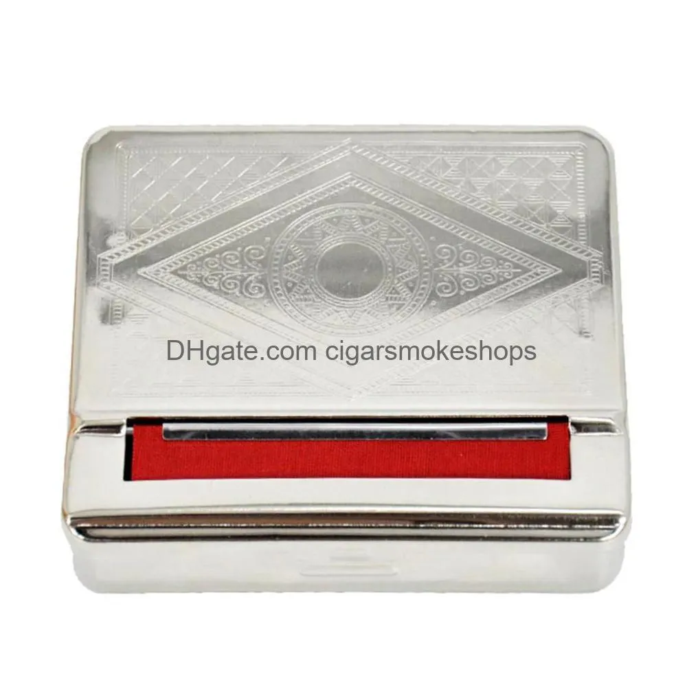 smoke accessory stainless steel cigar rolling case with different pattern metal cigarette roll cases box maker rolling cone tobacco smoke