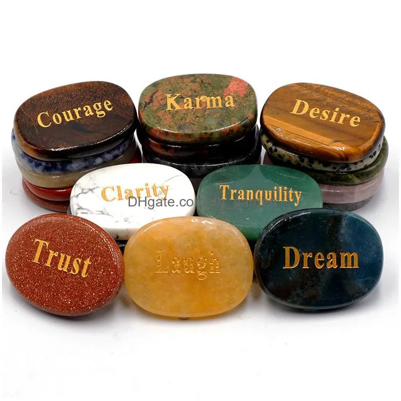 inspirational lettered hope dream healing irregular thumb worry stone natural crystal reiki treatment minerals massage craft ornaments