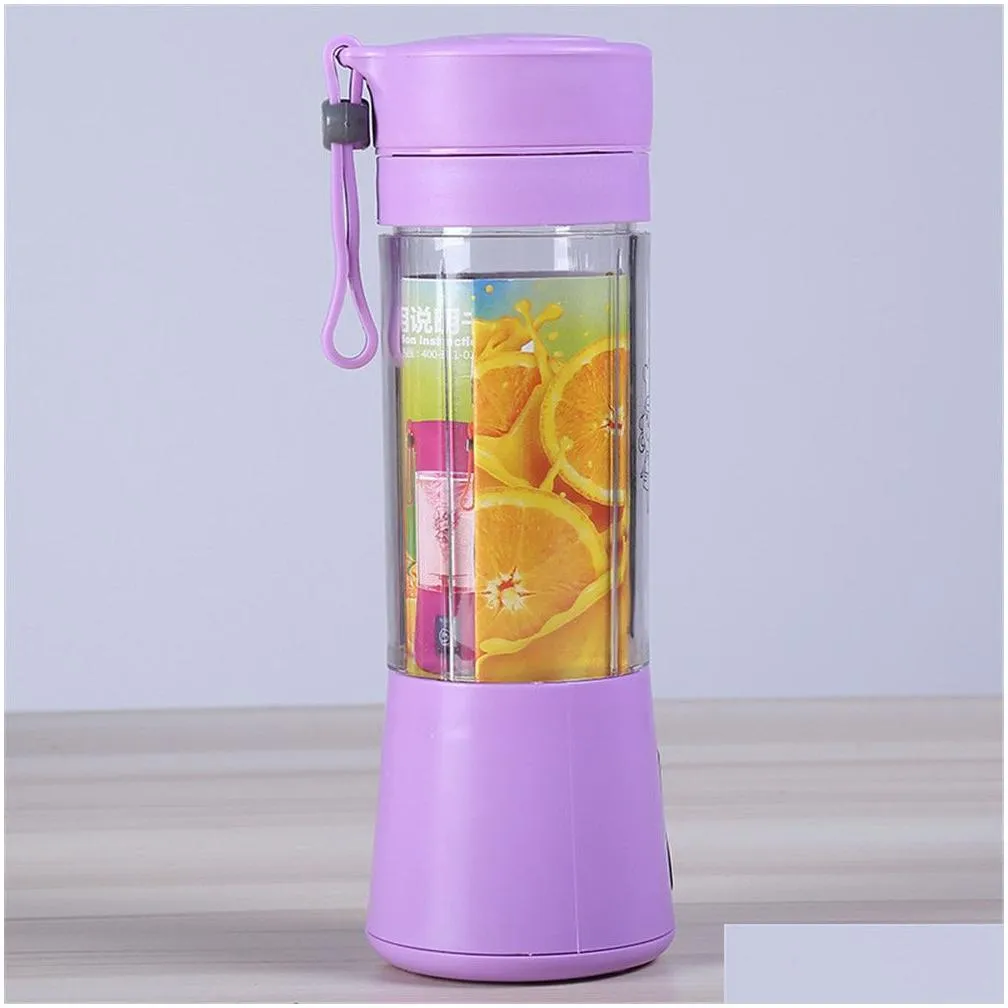 electric fruit juicer 6 blandes 400ml portable juice extractor squeezers household multi-functional cup 4 colors