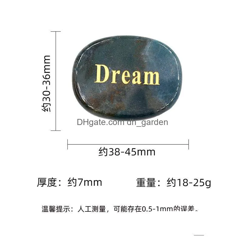 inspirational lettered hope dream healing irregular thumb worry stone natural crystal reiki treatment minerals massage craft ornaments