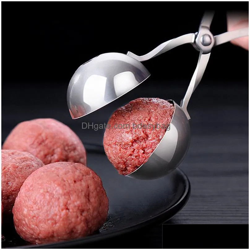 stainless steel meatball clip tongs professional sphere mold for ice cream or meat cooking utensils