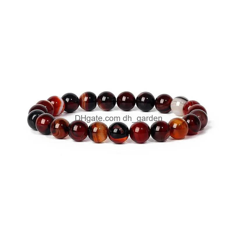 women nature original 8mm veins stripe agate chakra stone beads bracelet men yoga healing reiki jewelry