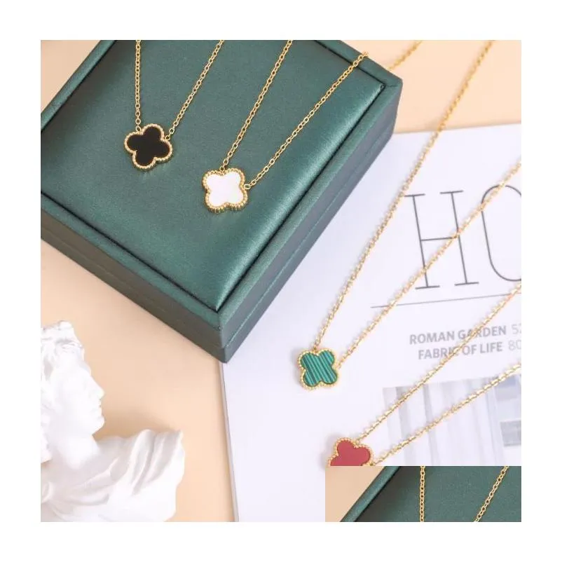 18k gold plated necklaces luxury designer necklace flowers four-leaf clover cleef fashional pendant necklace wedding party jewelry no