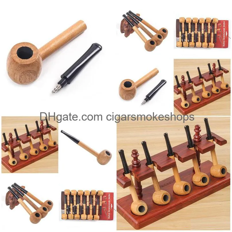 smoke accessory cigarette solid wood straight -type filter figurine fighting mini small smoke bucket portable shisha vape pen dab rig