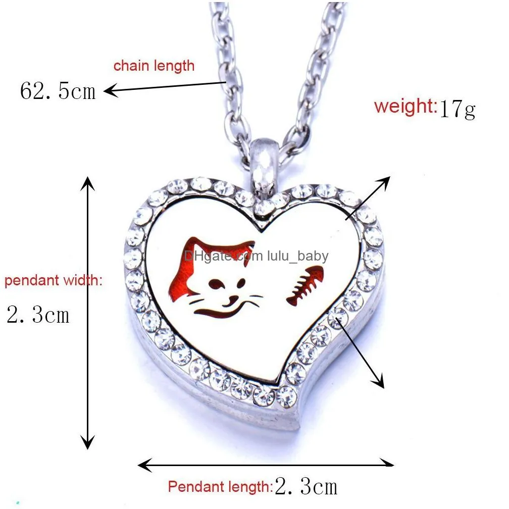 heart shape aromatherapy necklaces perfume  oil diffuser open stainless steel locket pendant aroma diffuser necklace