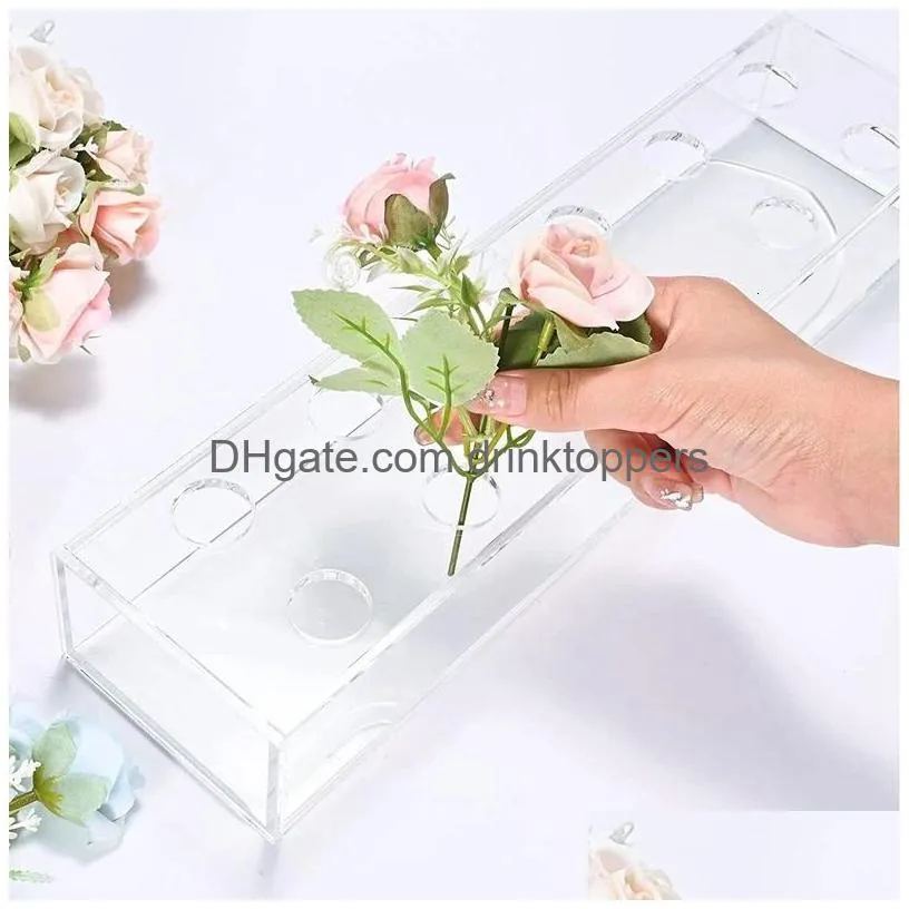 vases transparent acrylic vases rectangular rose vases and home party decorations for weddings dining tables and flower center decorations