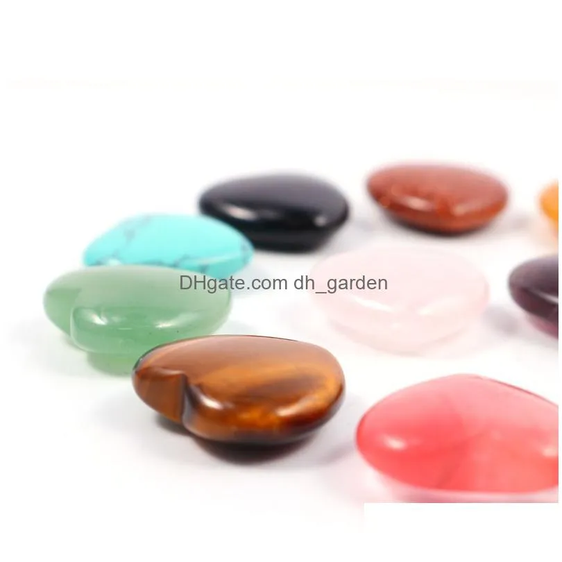 20mmx6mm heart stone ornament natural rose quartz turquoise naked stones decoration hand play handle pieces accessories