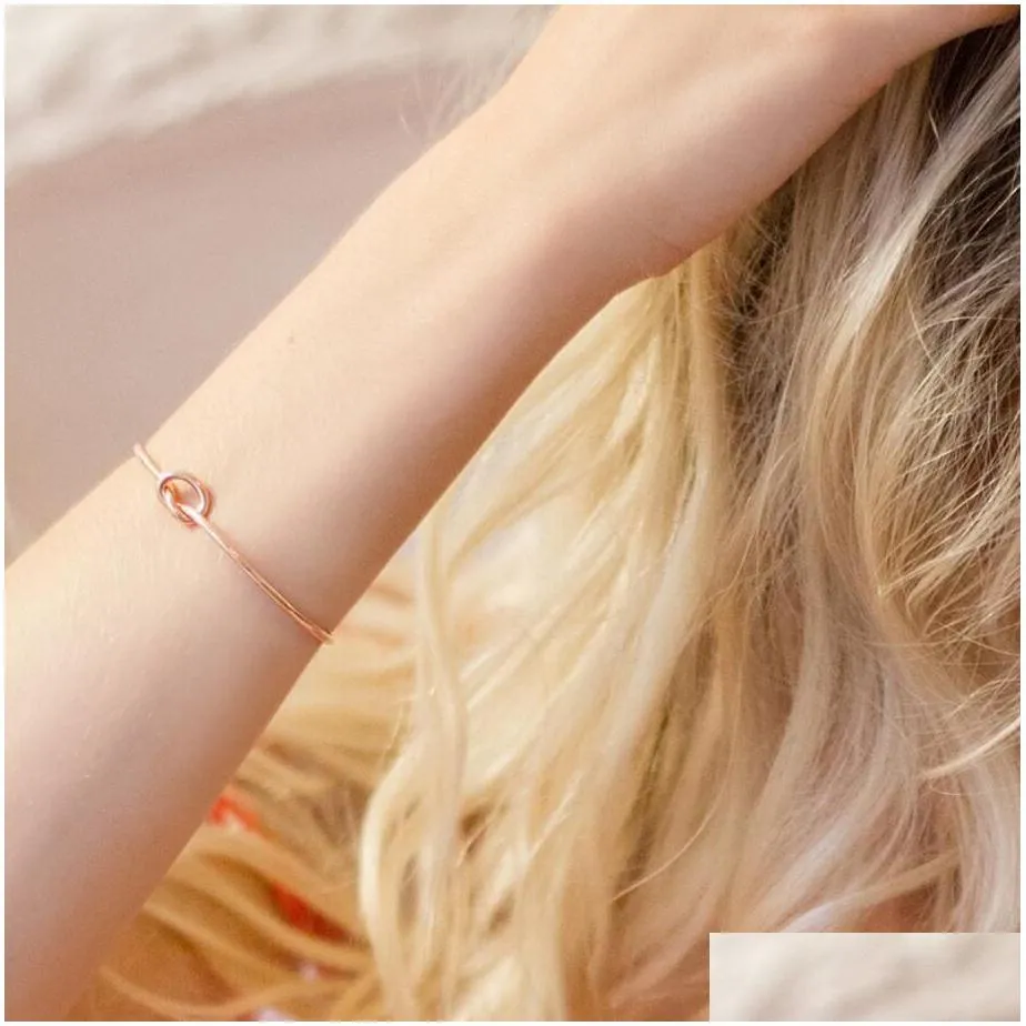 trendy simple creativity open knotted cuff bracelet for charm woman elegant rose gold color delicacy jewelry gifts